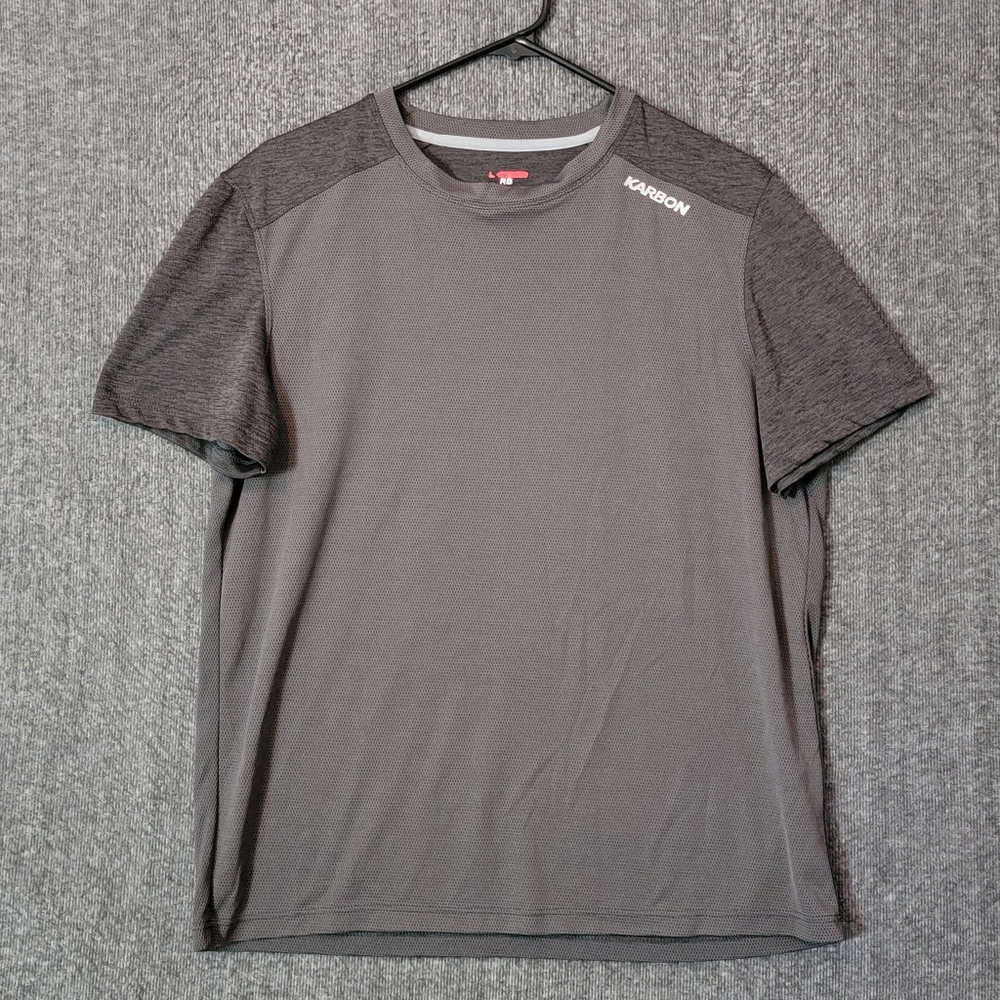 Karbon Shirt Mens Medium Gray Short Sleeve Casual Stretch Activewear Hiking